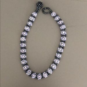 Daisy seed bead ankle bracelet